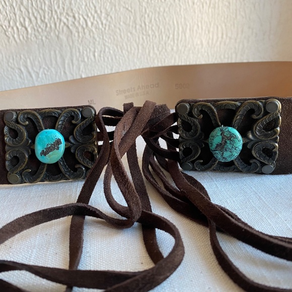 Vintage Streets Ahead suede and turquoise belt Size M/L - Picture 5 of 10
